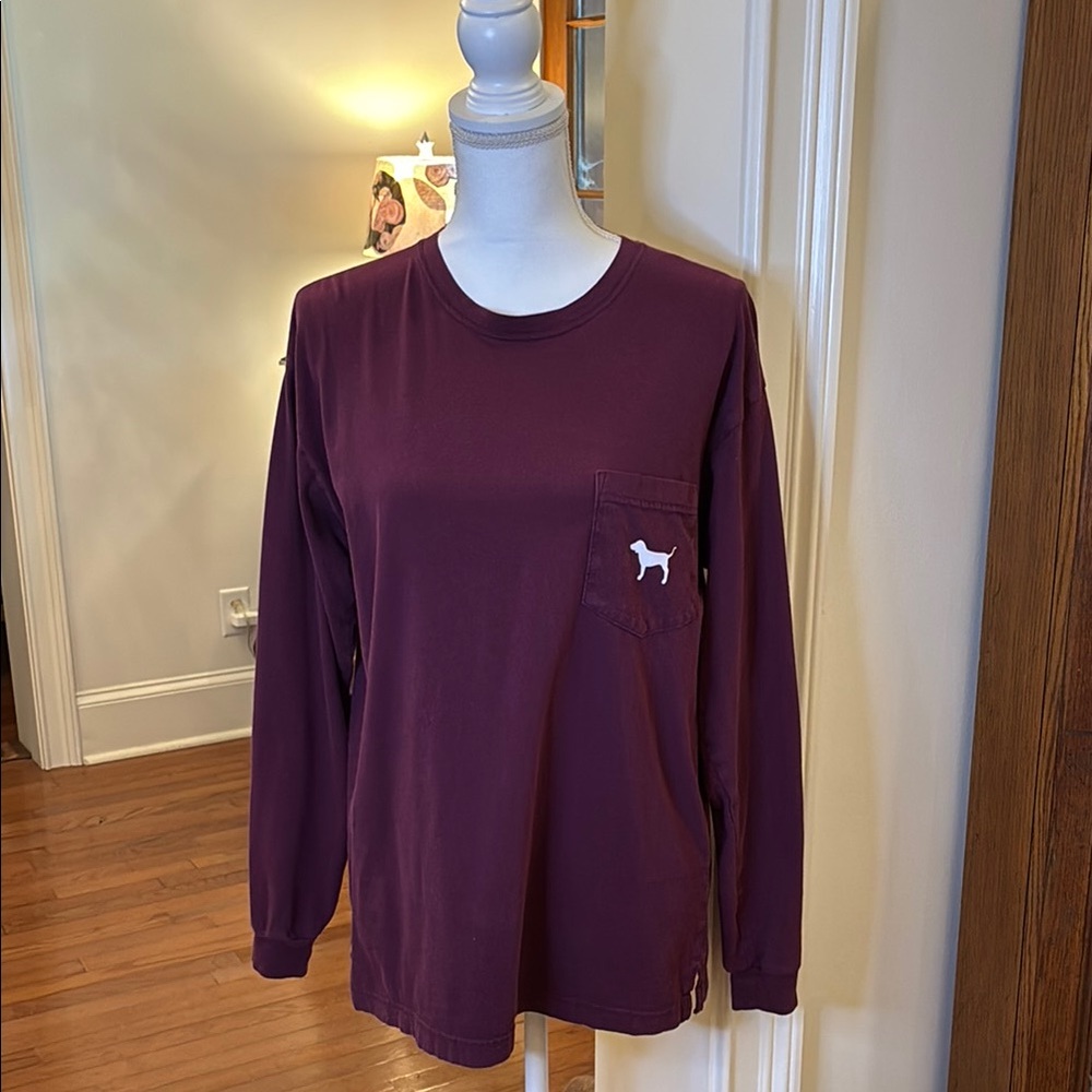 PINK Victoria's Secret Cozy Maroon Long Sleeve Tee